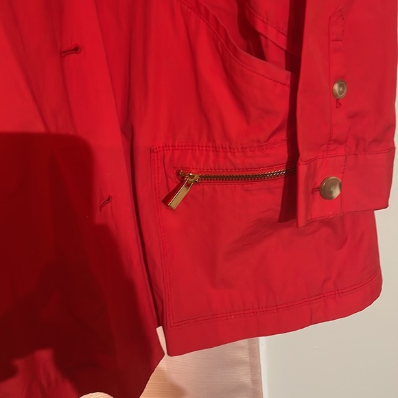RED LIZ CLAIBORNE BUTTON TOPCOAT OVERCOAT TRENCH JACKET - Picture 3 of 4